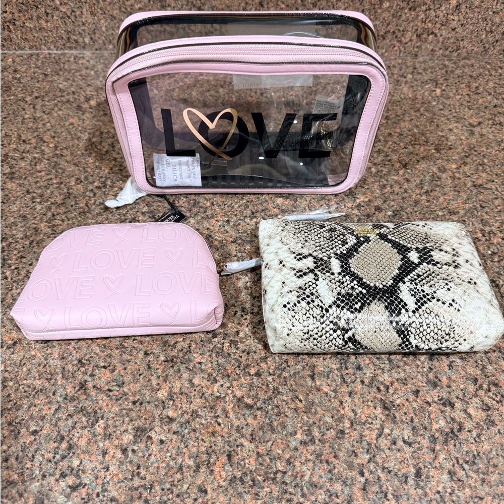 Pink Travel Pouch Set - 3 Piece